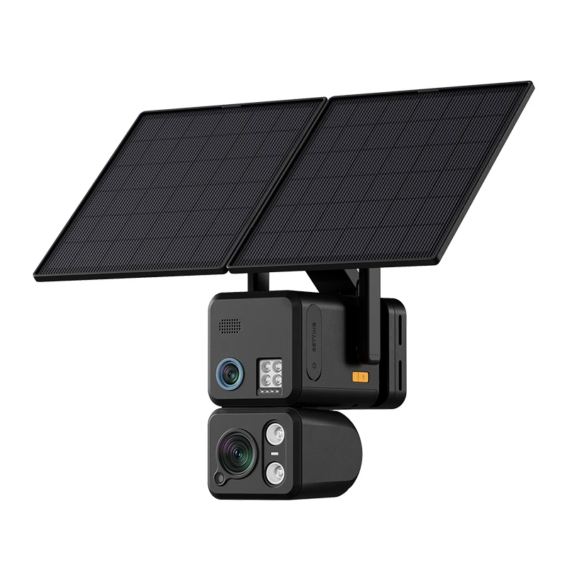 8MP Dual-Ceamara Slándála Gréine Cumhachtaithe